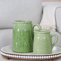 Distressed Green Ceramic Crackle Jug