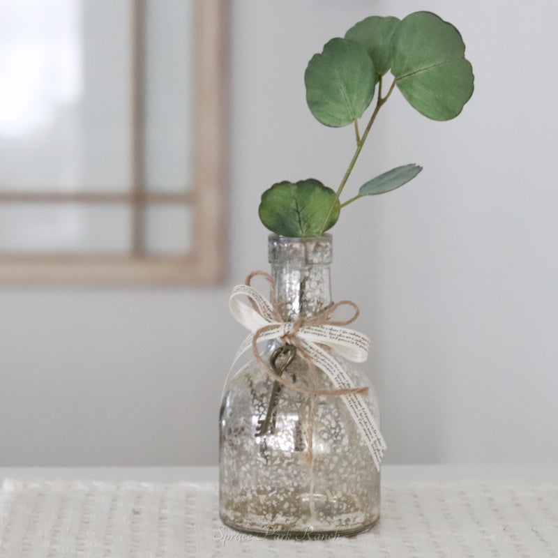 Mercury Glass Bottle With Key