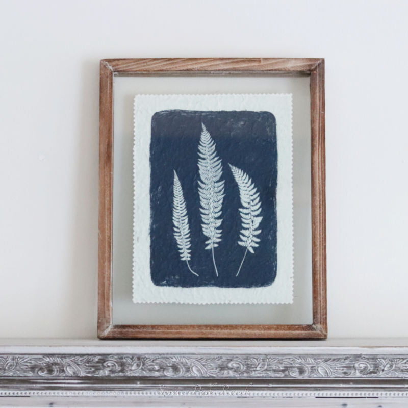 Glass Framed Navy Fern Print