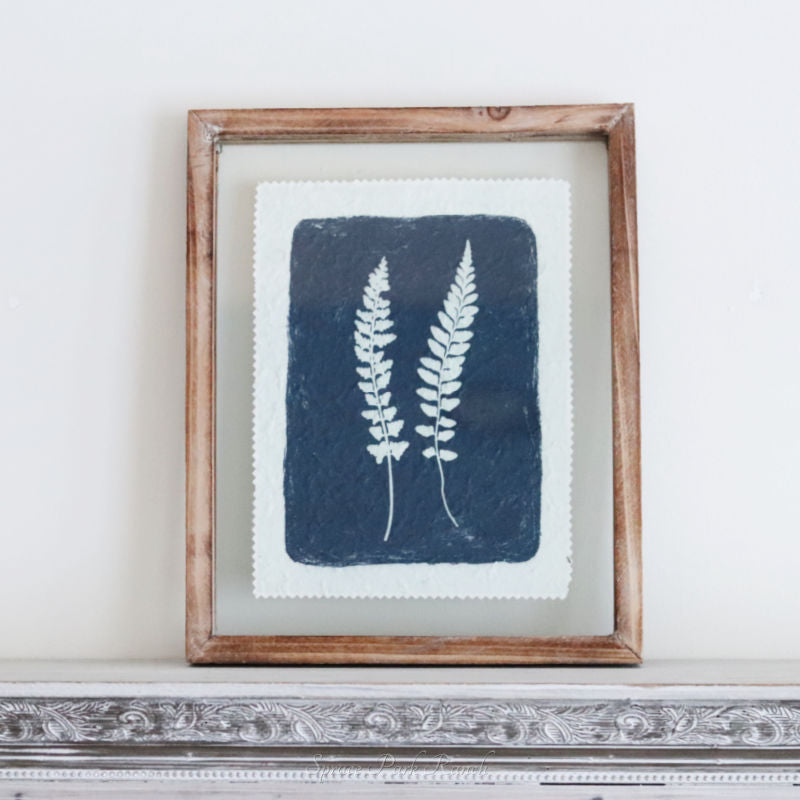 Glass Framed Navy Fern Print