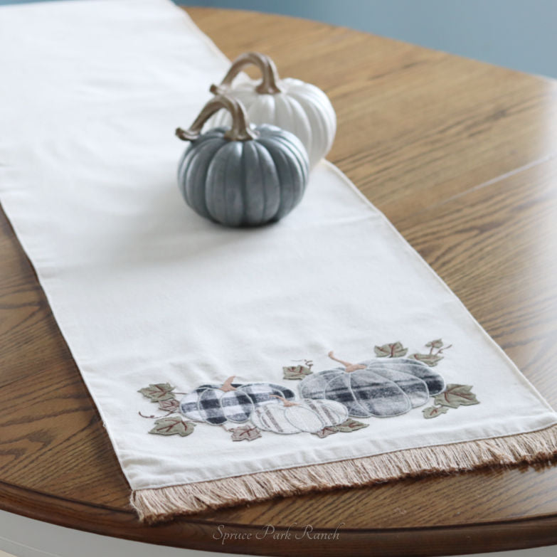 Plaid Pumpkin Applique Table Runner