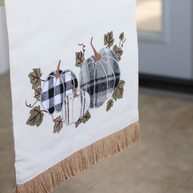 Plaid Pumpkin Applique Table Runner