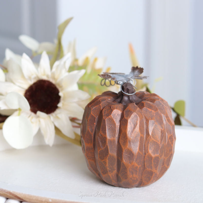 Wood Look Carved Pumpkin