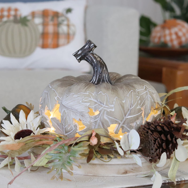 Resin LED Leaf Cutout Pumpkin