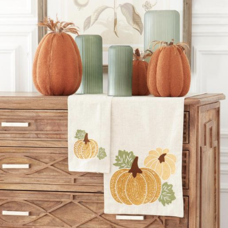 Pumpkin Applique Linen Table Runner