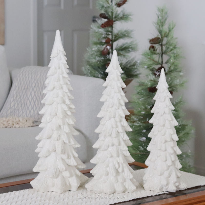 White Resin Snowy Christmas Tree