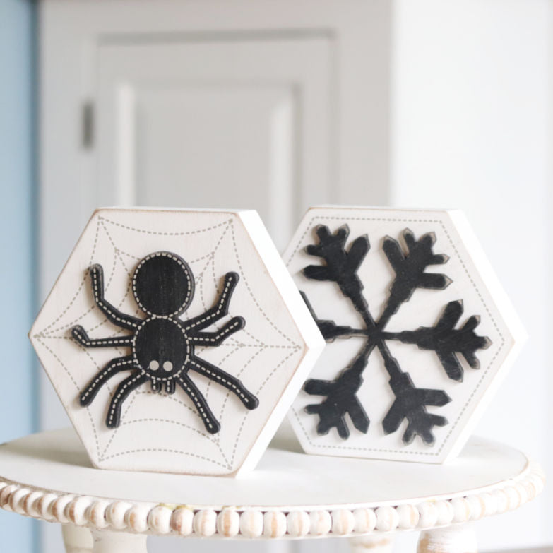 Reversible Hexagon Spider and Snowflake Block