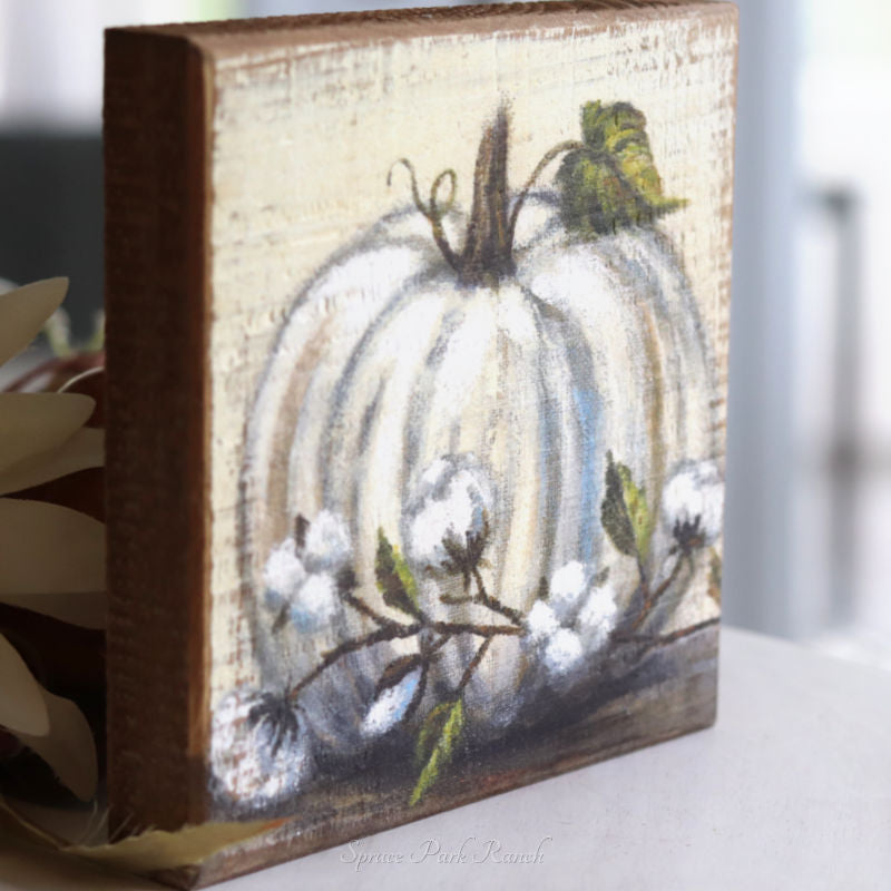 Block Sign White Pumpkin