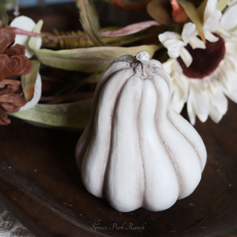 Antique White Resin Pumpkin