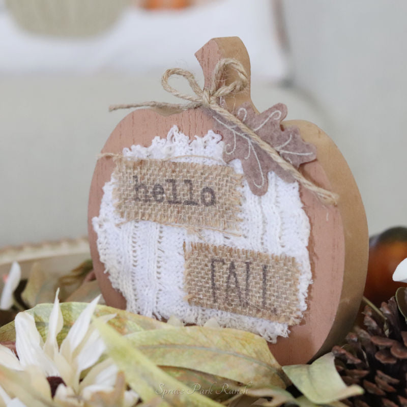 Wood and Knit Pumpkin