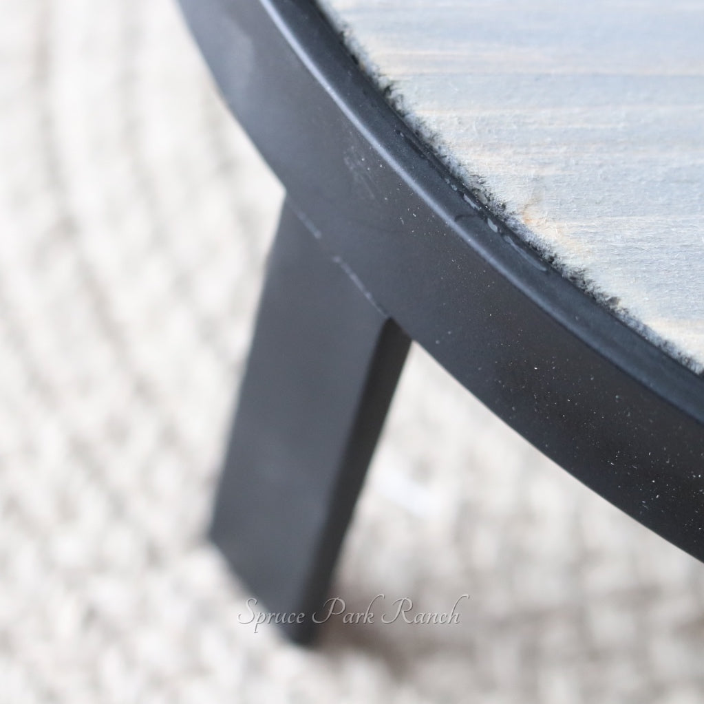 Metal Rim Weathered Grey Pedestal Tray