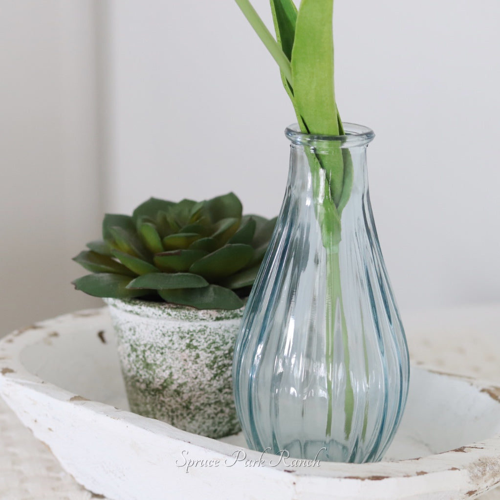 Blue Striped Glass Vase