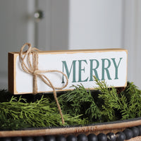 Wood Christmas Block with Jute