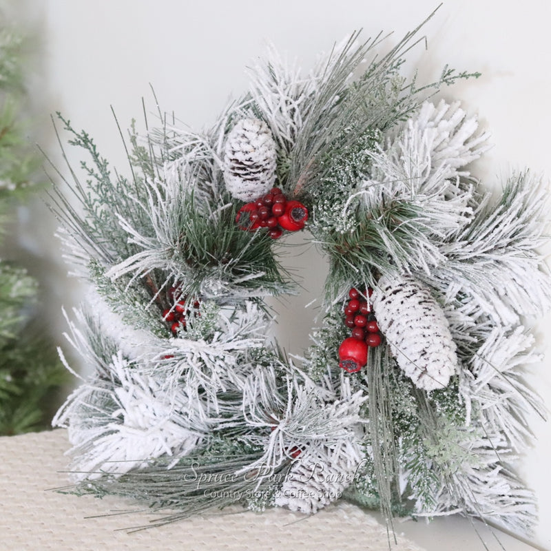 Snowy Pine and Berries Wreath