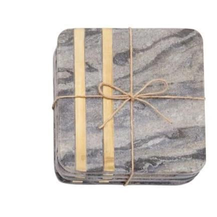 Marble and Brass Coaster Set Spruce Park Ranch