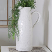 Distressed White Ceramic Crackle Pitcher