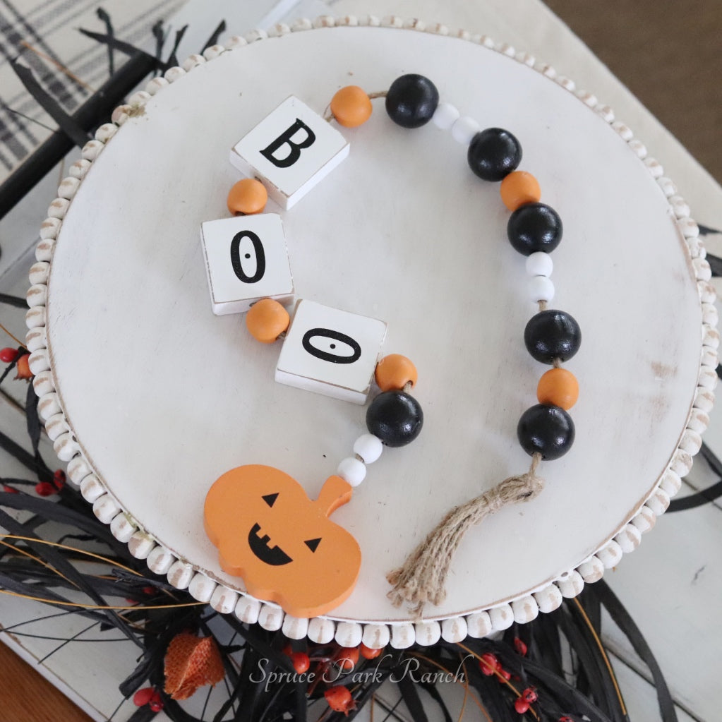 Wooden Halloween Bead Garland