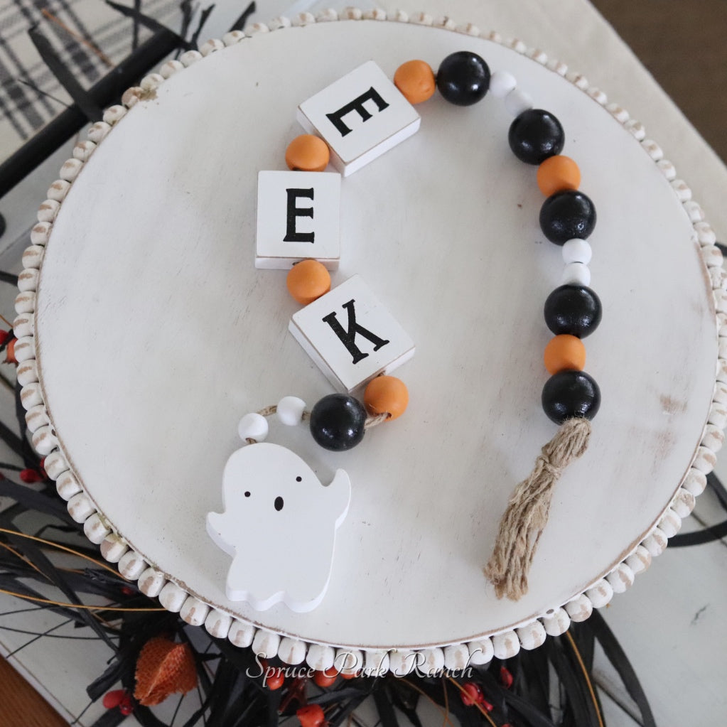 Wooden Halloween Bead Garland