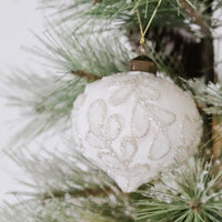 Glass Wintery White Ornament