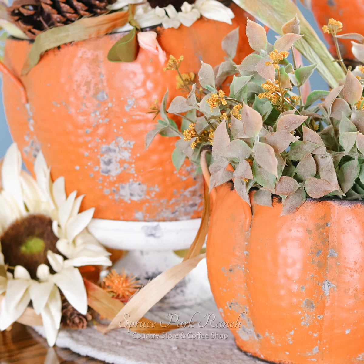 Metal Pumpkin Planter