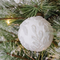 Glass Wintery White Ornament